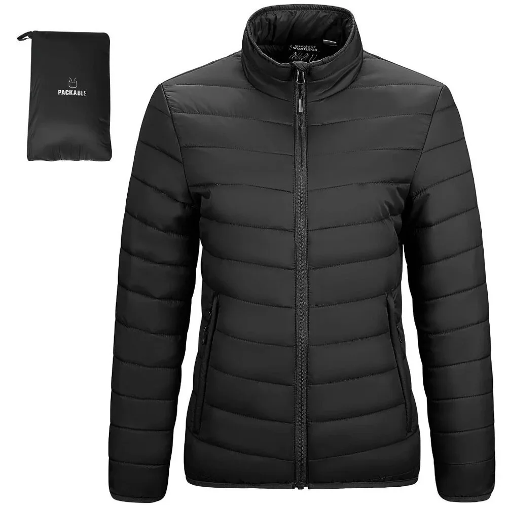 Packable Full-Zip Quilted Puffer Jacket Lightweight Insulated Winter Coat